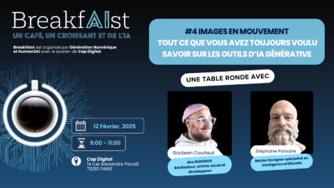 Lire la suite à propos de l’article Le BreakfAIst #4 consacré aux IA génératives pour les Images en mouvement