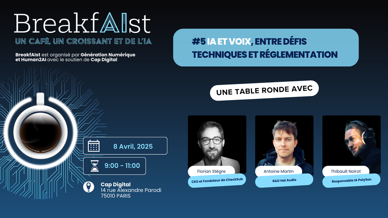 Lire la suite à propos de l’article BreakfAIst #5 : IA et Voix, entre défis techniques et cadre réglementaire